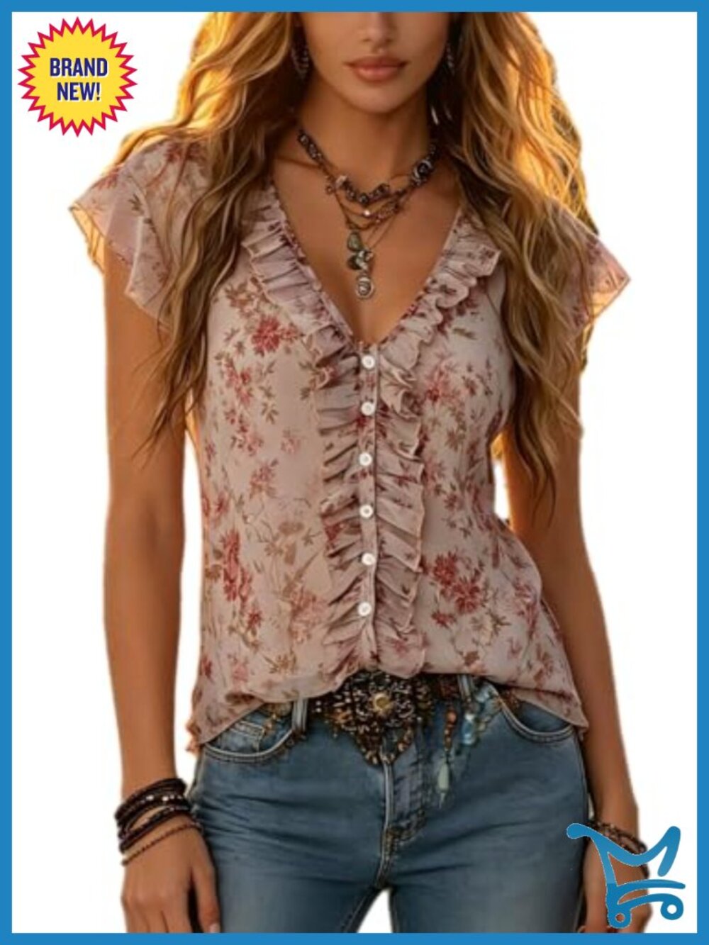 Chiffon Blouse Sleeveless V Neck Floral Top for Women Going Out Casual